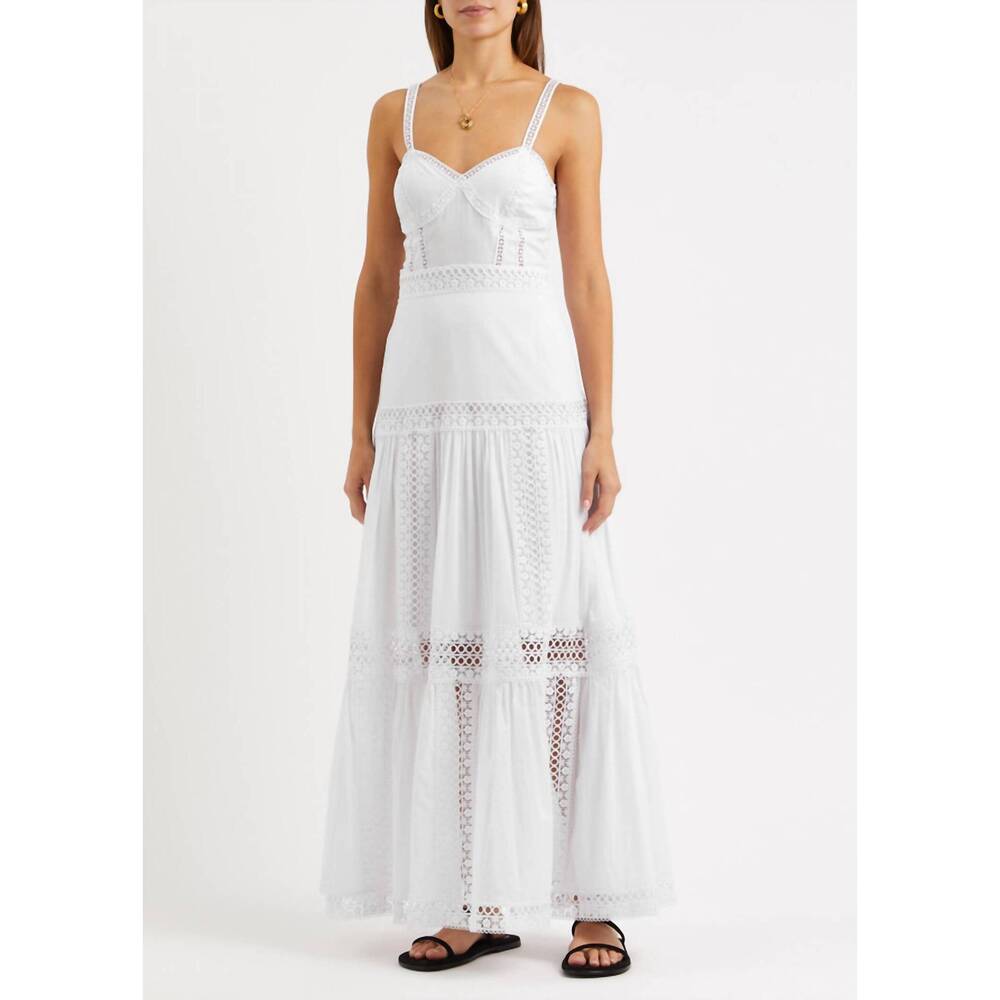 NEW CHARO RUIZ giogia lace-trimmed long dress in white
